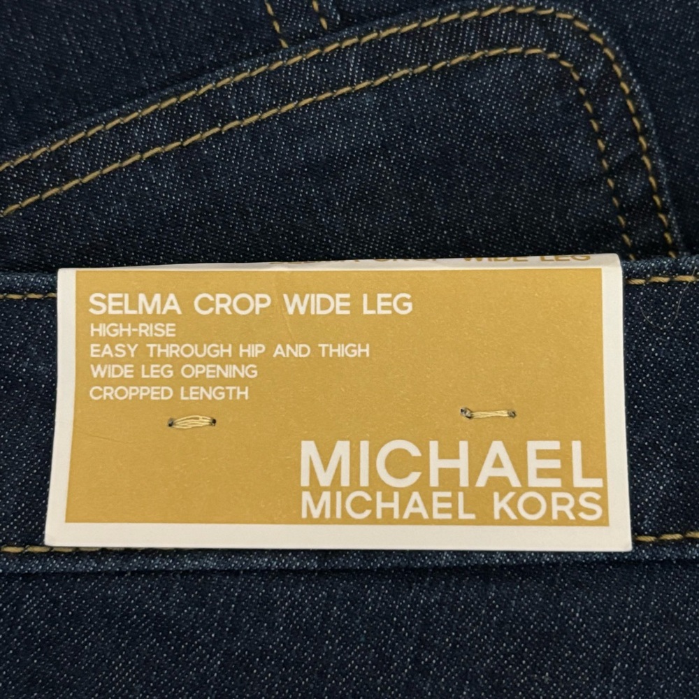 Michael Kors Jeans Womens 14 Blue Selma Crop Wide Leg High Rise Zip‎ Fly Denim - Picture 7 of 14